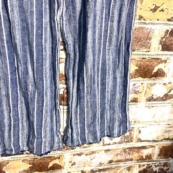 Anthropologie Cloth & Stone Striped Linen Coastal Flowing Op[en Back Jumpsuit - Picture 7 of 14